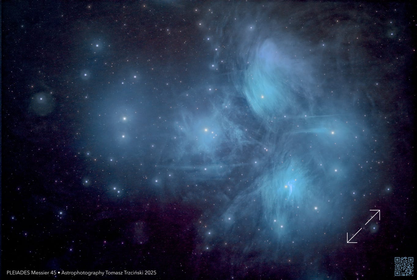 Pleiades, Peijady - Messier 45, Seven Sisters, Cr 42, Mel 22