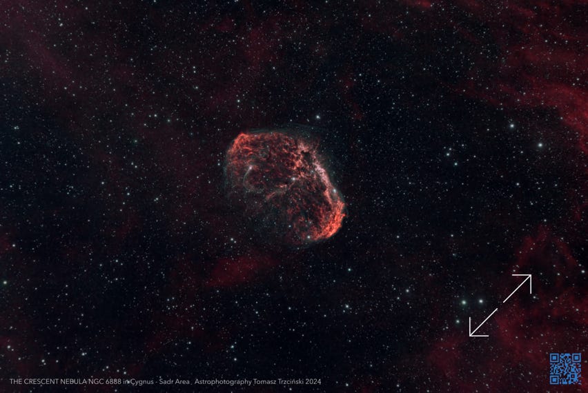 NGC 6888 Crescent Nebula - Caldwell 27 Mgławica Półksiężyc albo Rożek 
