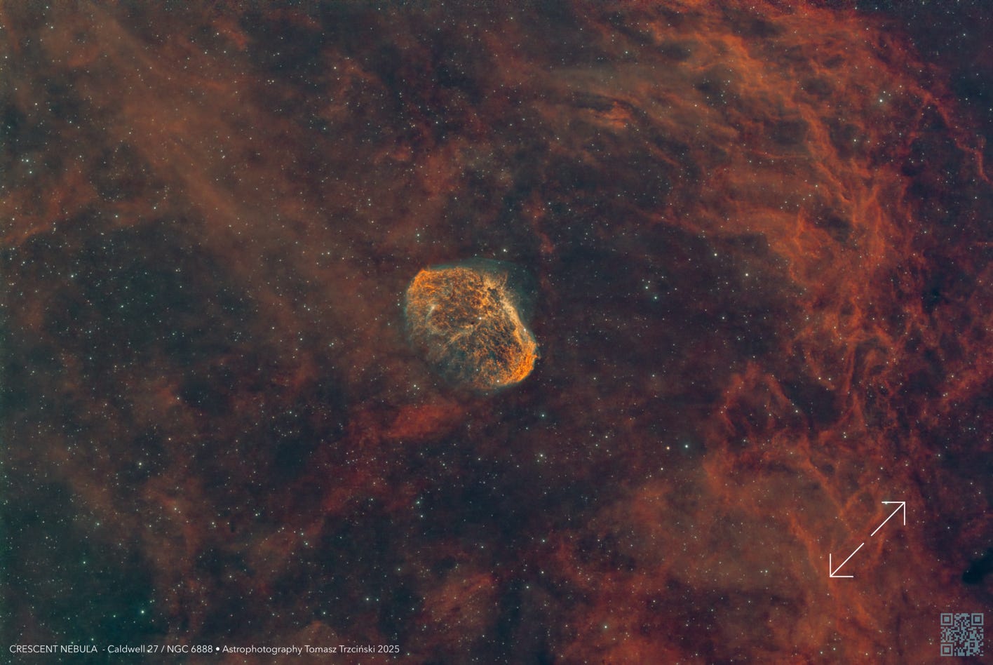 NGC 6888 Crescent Nebula - Caldwell 27 Mgławica Półksiężyc albo Rożek 