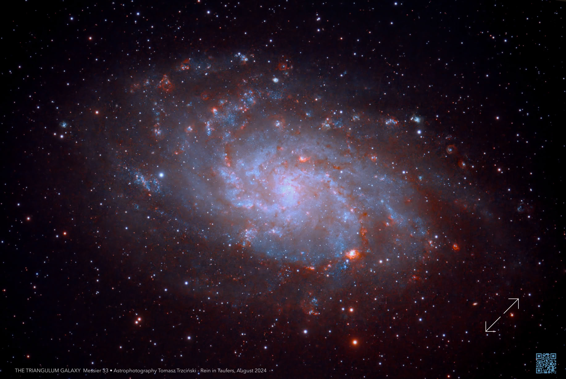 Triangulum Galaxy - Messier 33, Galaktyka Trójkąta, Dreiecksgalaxie, Triangulumgalaxie, M 33, NGC 598, UGC 1117, PGC 5818, CGCG 502-110, MCG +05-04-069 • IRAS 01310+3024, 2MASX J01335090+3039357, GC 352, H V 17, h 131, Rein in Taufers, Riva di Tures, Alto Adige, Südtirol