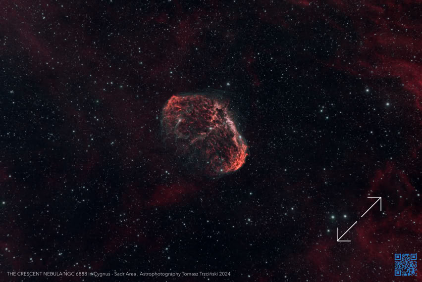 NGC 6888 Crescent Nebula - Caldwell 27 Mgławica Półksiężyc albo Rożek 